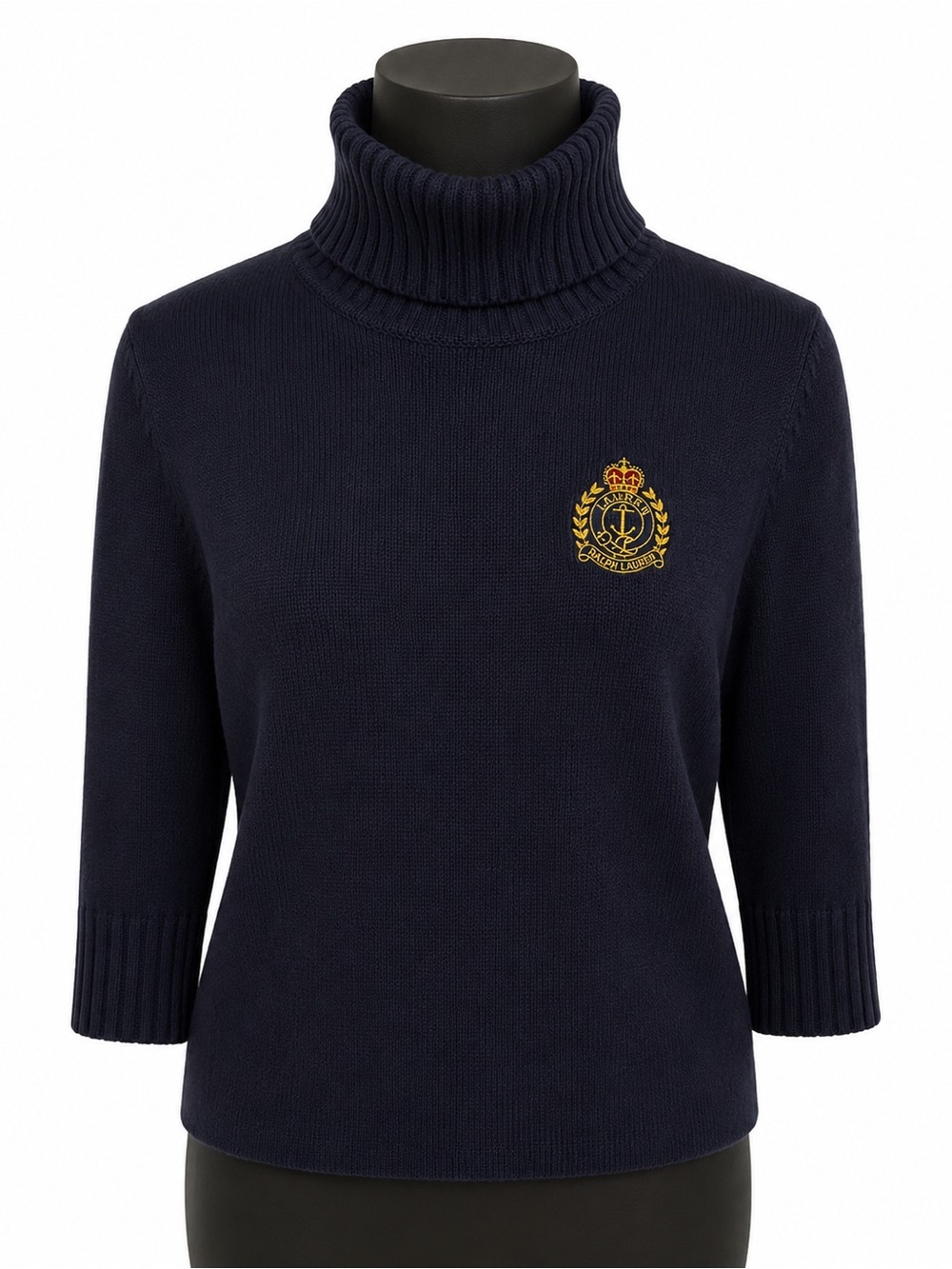 Lauren Ralph Lauren Navy Crest Turtleneck Sweater P Petite